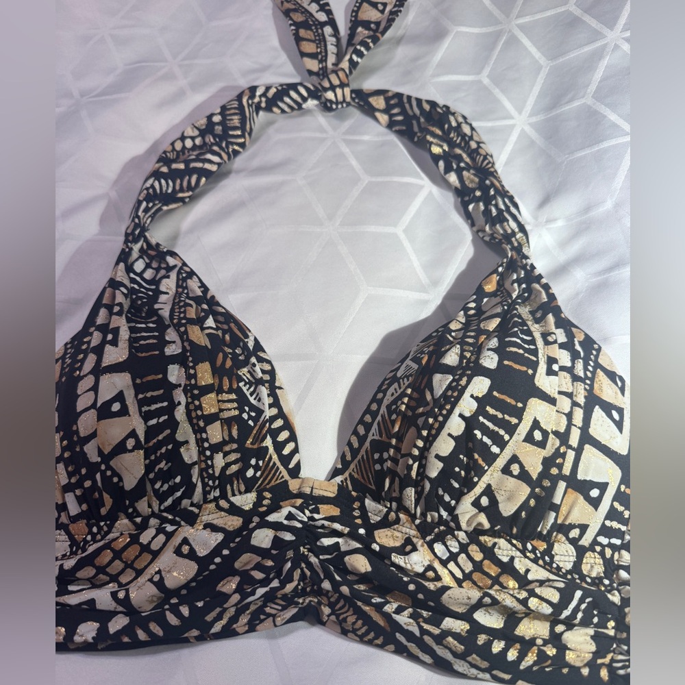 Kenneth Cole Aztec Tribal Print Halter Bikini Top Size 32 B/C New W/O Tags